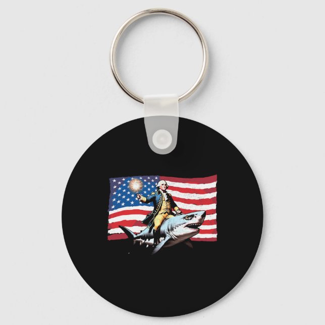 Porte-clés 4 juillet George Washington équitation Shark Ameri (Recto)