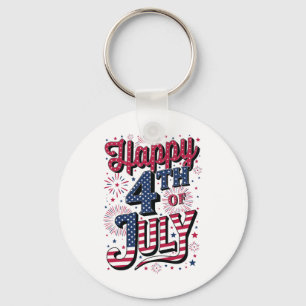 Porte-clés 4 juillet heureux