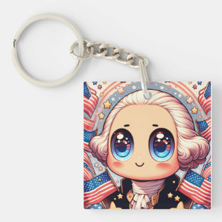 Porte-clés 4 juillet Kawaii George Washington