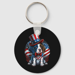 Porte-clés 4 juillet Patriotique Anglais Pointer Drapeau Nous