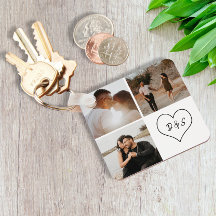 4 Photo personnalisée Collage initial Coeur person