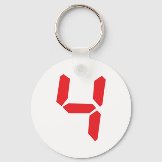Porte-clés 4 quatre réveil rouge numéro numérique (Recto)