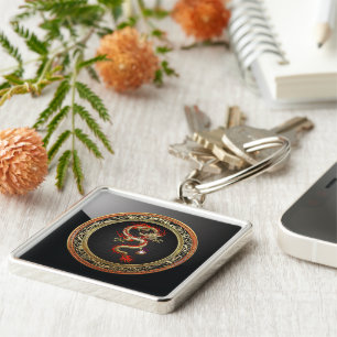 Porte-clés [500] Dragon chinois d'or Fucanglong