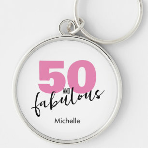 Porte-clés 50 et cadeau fabuleux 50e anniversaire rose