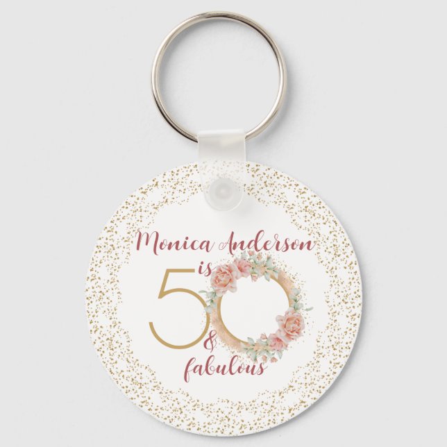 Porte-clés 50 et fabuleux 50e anniversaire Parties scintillan (Recto)