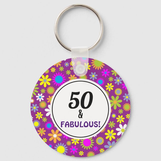Porte-clés 50 et fabuleux 50e anniversaire Porte - clé (Recto)