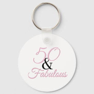 Porte-clés 50 et fabuleux Anniversaire rose simple