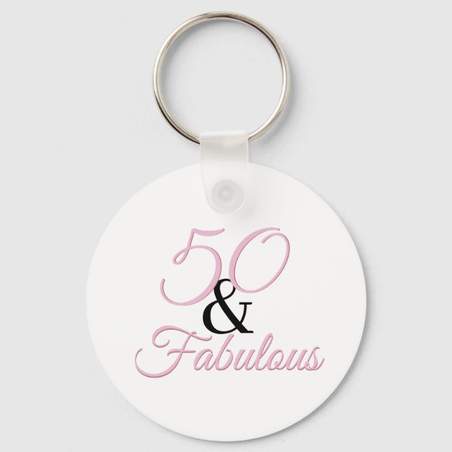 Porte-clés 50 et fabuleux Anniversaire rose simple (Recto)