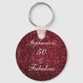 Porte-clés 50 Et Fabuleux Anniversaire Rouge Bourgogne Partie