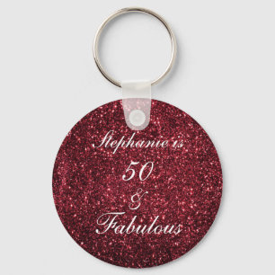 Porte-clés 50 Et Fabuleux Anniversaire Rouge Bourgogne Partie