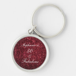 Porte-clés 50 Et Fabuleux Anniversaire Rouge Bourgogne Partie