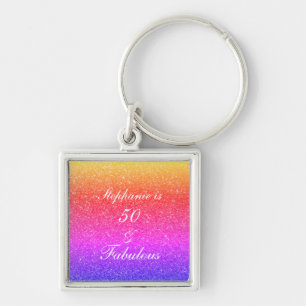 Porte-clés 50 Et Fabulous Anniversaire Pink Purple Parties sc