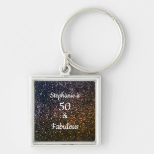 Porte-clés 50 Et Fabulous Birthday Black Gold Parties scintil