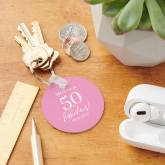 Porte-clés 50 Fabuleux Pink 50e fête d'anniversaire Personnal