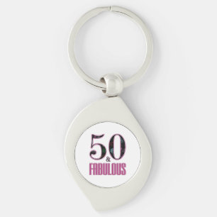 Porte-clés 50 & Fabulous Pink Black Typographie 50e anniversa