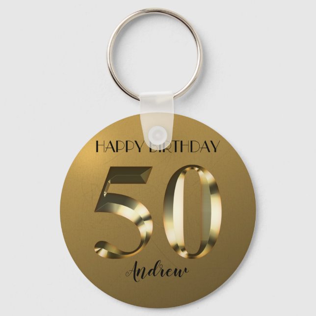 Porte-clés 50e anniversaire d'or métallique (Recto)