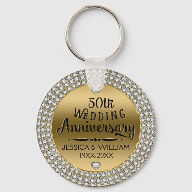 Porte-clés 50e anniversaire du Mariage Diamants et or (Recto)