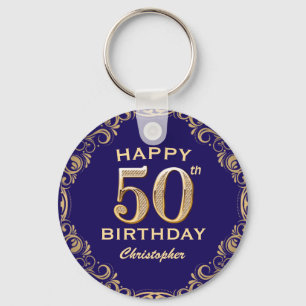 Porte-clés 50e anniversaire Parties scintillant marine bleu e