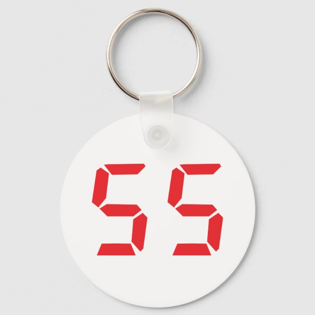 Porte-clés 55 cinquante-cinq réveil rouge numéro numérique (Recto)