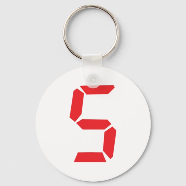 Porte-clés 5 cinq réveil rouge numéro numérique (Recto)