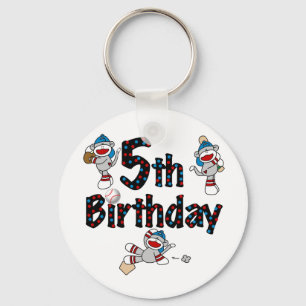 Porte-clés 5ème Anniversaire de base-ball de singe de chausse