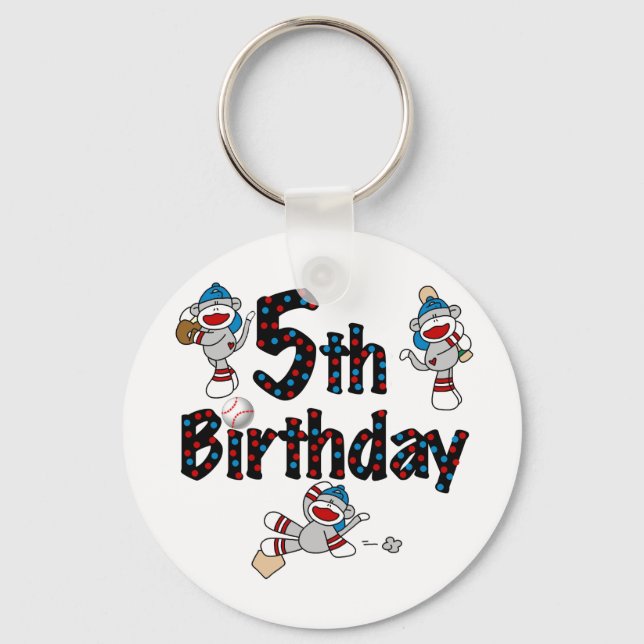 Porte-clés 5ème Anniversaire de base-ball de singe de chausse (Recto)
