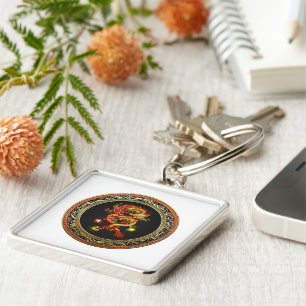 Porte-clés [600] Dragons rouges et jaunes