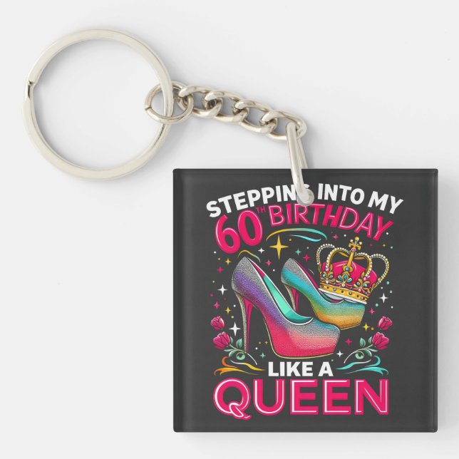 Porte-clés 60e anniversaire Comme une reine Joyeux 60 ans fem (Devant)