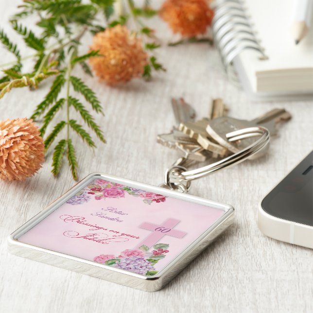 Porte-clés 60e anniversaire de la vie religieuse Nonne cathol (Côté)