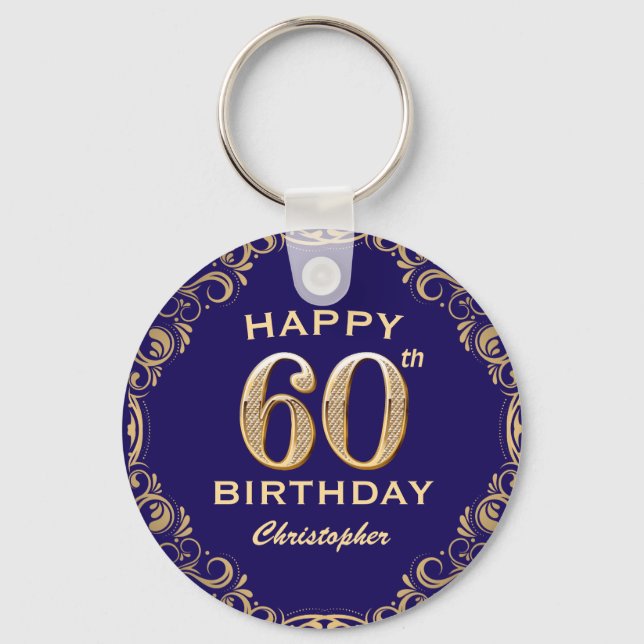 Porte-clés 60e anniversaire Parties scintillant marine bleu e (Recto)