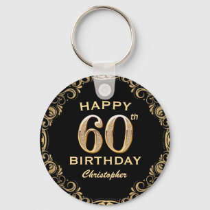 Porte-clés 60e anniversaire Parties scintillant noir et or ca