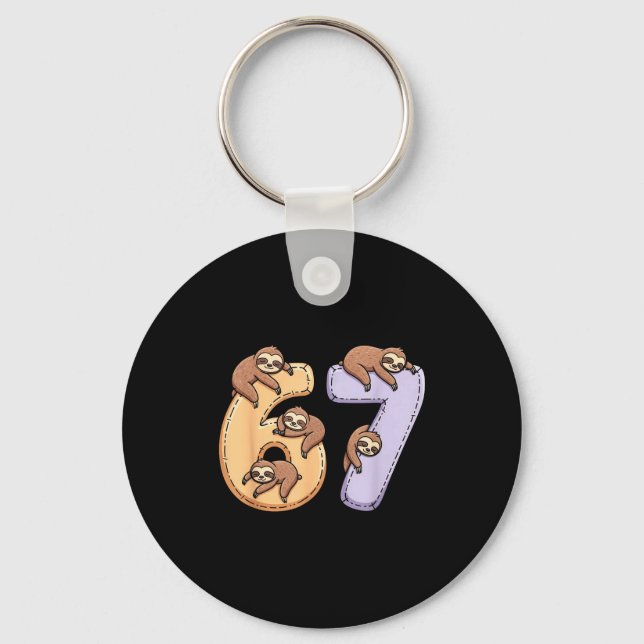 Porte-clés 67 Animals Funny 67 Brainrot Youth Kids Sloth 67  (Recto)