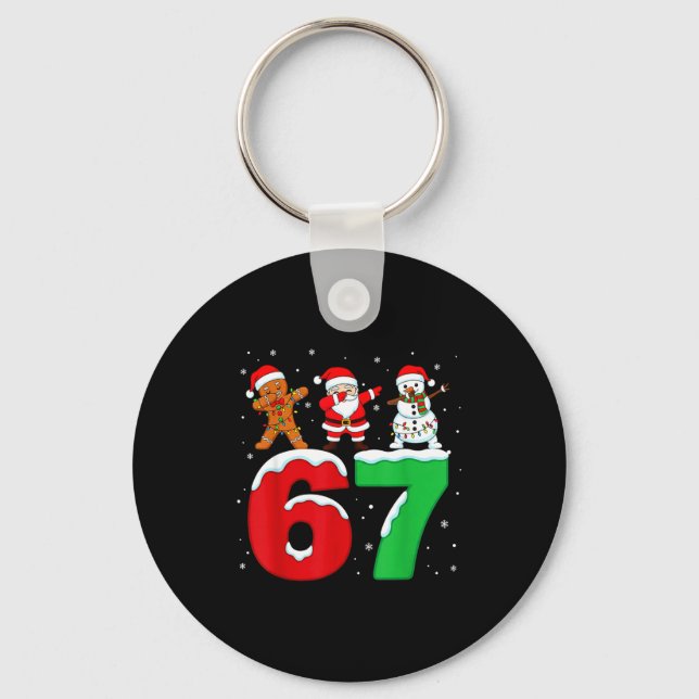 Porte-clés 67 Christmas Dabbing Santa Snowman Funny Six Seven (Recto)