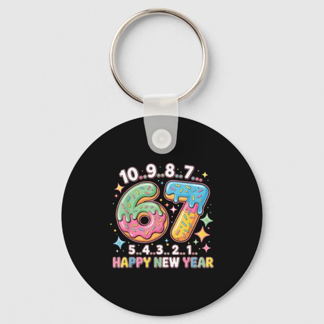 Porte-clés 67 Countdown Happy New Year 2026 Funny Donut Numbe (Recto)