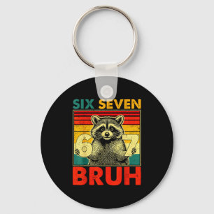 Porte-clés 67 Meme 6 7 Nombres Raton laveur Six Sept Bruh Drô