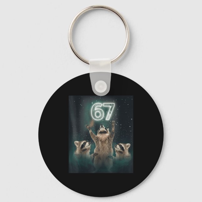 Porte-clés 67 Meme Raccoon Howling At The Moon 6 7 Funny Weir (Recto)