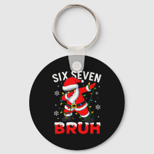 Porte-clés 67 Meme Six Seven Bruh Dabbing Père Noël Drôle de