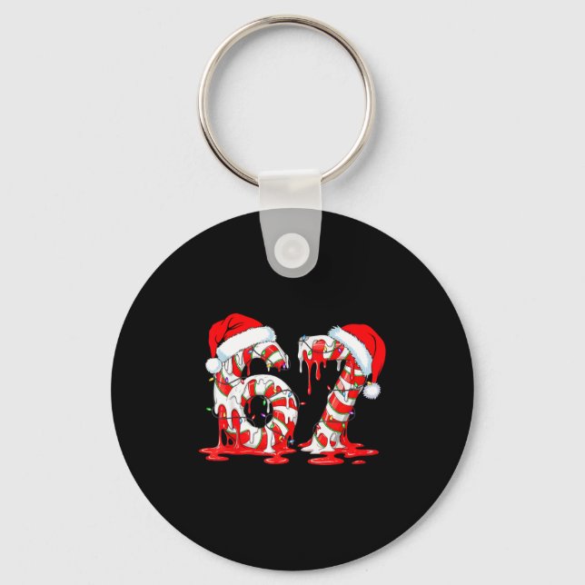 Porte-clés 67 Meme Six Seven Candy Canes Drip Christmas Pajam (Recto)