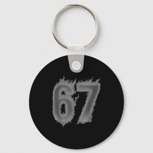 Porte-clés 67 Six Seven Flames Sombres Coloré Cool Drôle 6 7