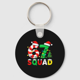 Porte-clés 67 Squad Noël Canne de Bonbon Six Sept Mème Noël 