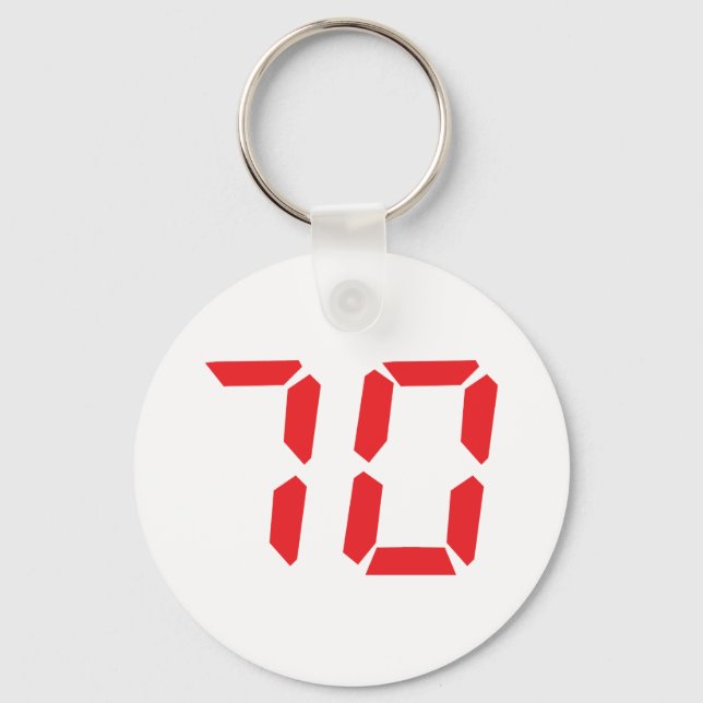 Porte-clés 70 soixante-dix réveil rouge numéro numérique (Recto)