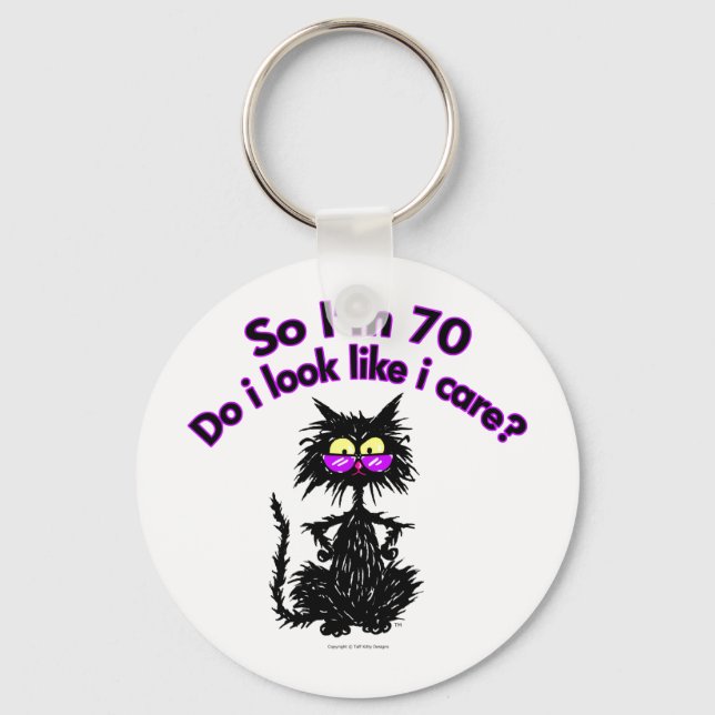 Porte-clés 70e anniversaire Cadeaux de chats (Recto)