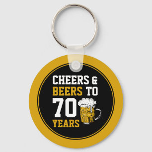 Porte-clés 70e anniversaire Cheers & Bières à 70 ans drôle