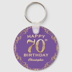 Porte-clés 70e anniversaire de la Parties scintillant violet 