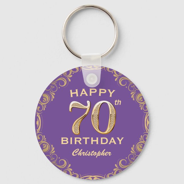 Porte-clés 70e anniversaire de la Parties scintillant violet  (Recto)
