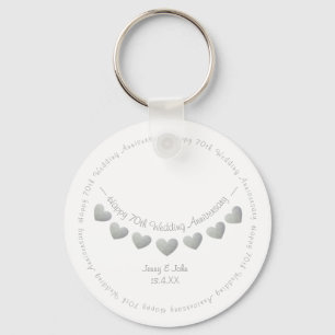 Porte-clés 70e Mariage Platinum Anniversaire cadeau / faveur