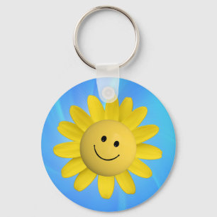 PORTE-CLÉS 720227 HEUREUX SOLEIL FLEURS SMILIE VISAGE CARTOON