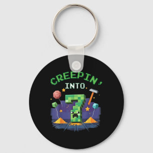 Porte-clés 7e Anniversaire Joueur Pixel Creepin dans 7 jeu vi
