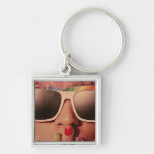 Porte-clés 80 rétro rainbow fashion girl