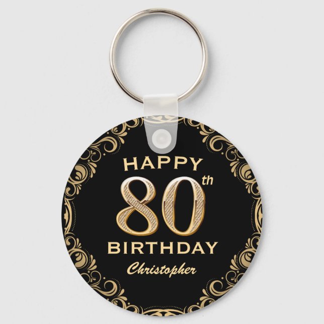 Porte-clés 80e anniversaire de la Parties scintillant Black a (Recto)